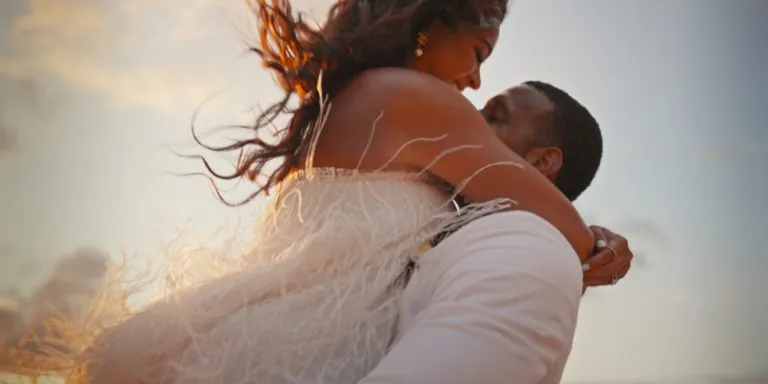 Tucker and Brandan embrace during their luxury Maui wedding film at the Four Seasons Wailea.